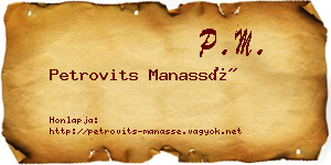 Petrovits Manassé névjegykártya